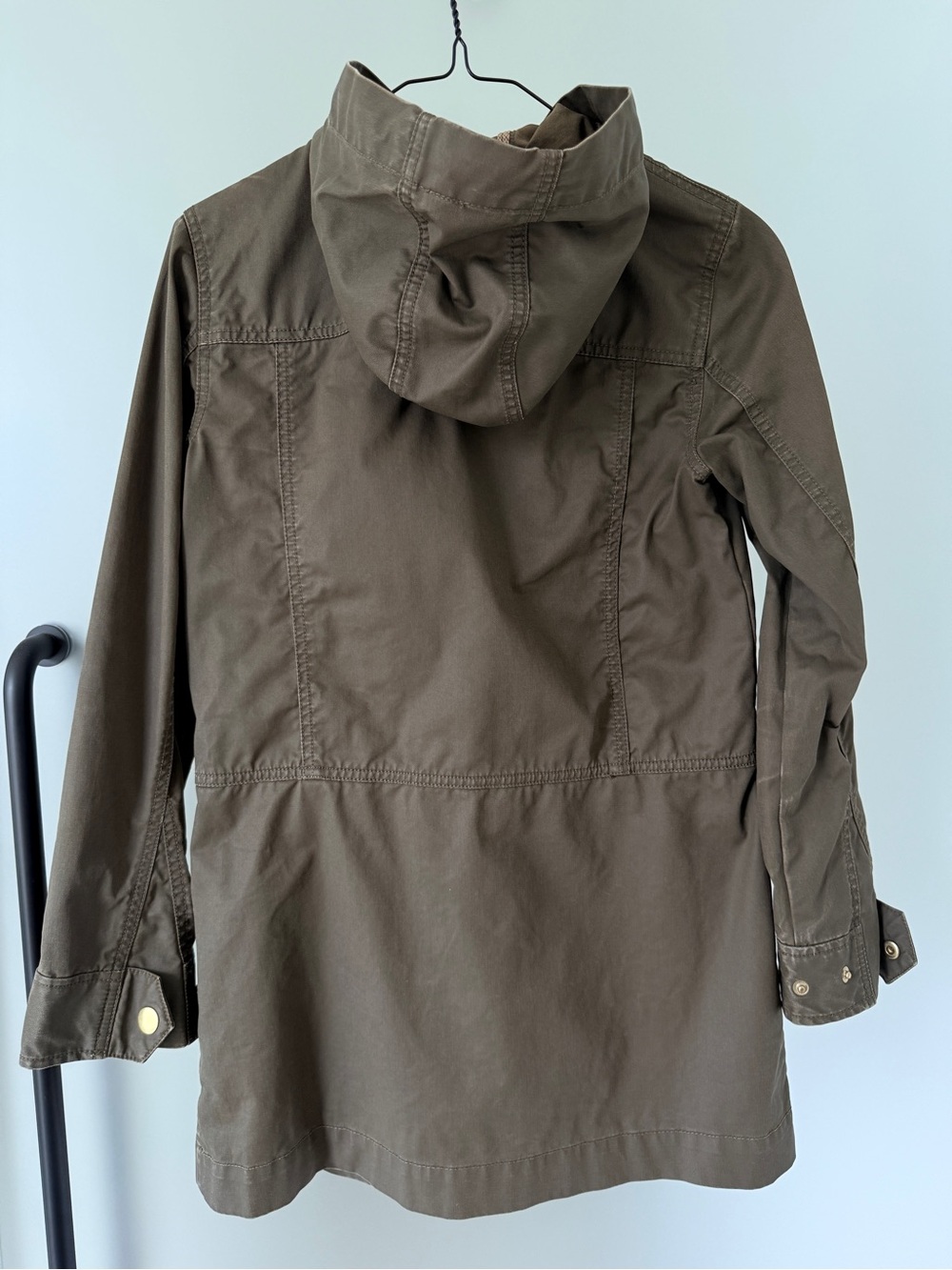 J. Crew Hooded Downtown Field Jacket Olive with Gold Hardware - Picture 2 of 6